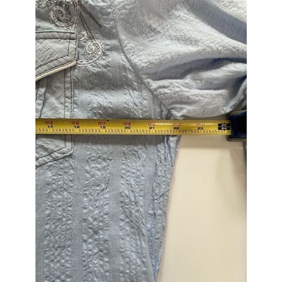 Pop Icon Western Shirt Pearl Snap Front Powder Blue The Buckle Men’s XL - Picture 12 of 12